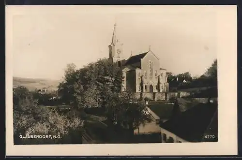 AK Glaubendorf /N. Ö., Blick auf die Kirche