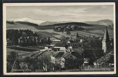 AK Sulz /N. Do., Ortsansicht mit Schneeberg