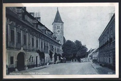 AK Strengberg, Ansicht mit historischem Postgebäude