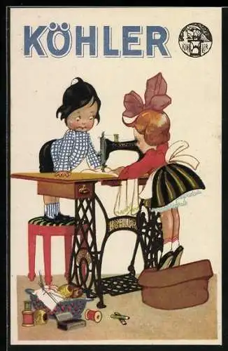 AK Köhler Nähmaschinen, Kleine Näherin an der Maschine