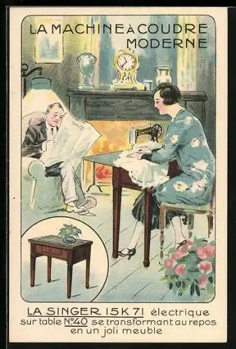 AK La Machine à Coudre Moderne, La Singer 15 K 71, Nähmaschine