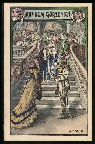 Künstler-AK sign. H. Recker: Köln a. Rh., Carneval auf dem Gürzenich
