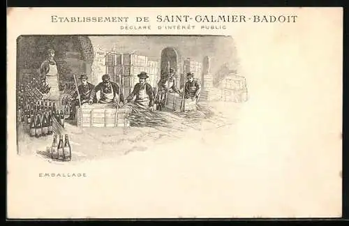 AK Saint-Galmier, Etablissement de Badoit, Déclaré d`Intérét Public, Emballage, Reklame