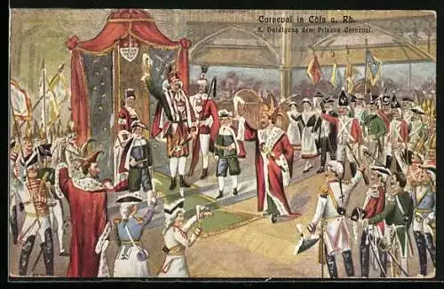 AK Cöln, Carneval, 8. Huldigung dem Prinzen Carneval