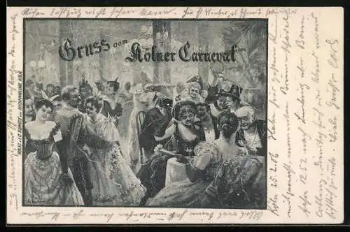 AK Köln, feiernde Menschen auf dem Karneval