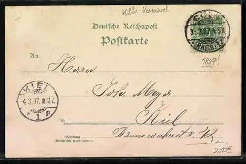 Lithographie Köln, Umzug der Funken-Infanterie, Karneval