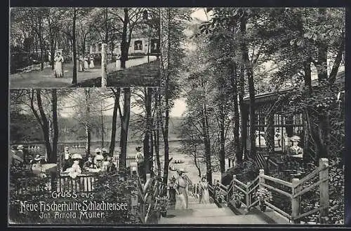 AK Berlin-Schlachtensee, Gasthaus Neue Fischerhütte, Garten