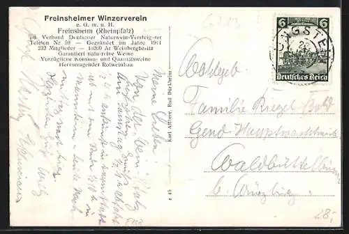 AK Freinsheim /Rheinpfalz, Inneres Eisentor, Winzer-Verein, 