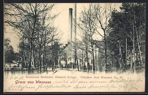 AK Berlin-Wannsee, Restaurant Beelitzhof, Inh. Heinrich Krüger