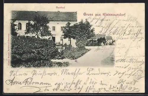 AK Kleinnaundorf / Dresden, Partie am Gasthof