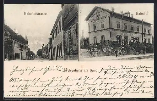AK Weisenheim am Sand, Bahnhof und Bahnhofstrasse