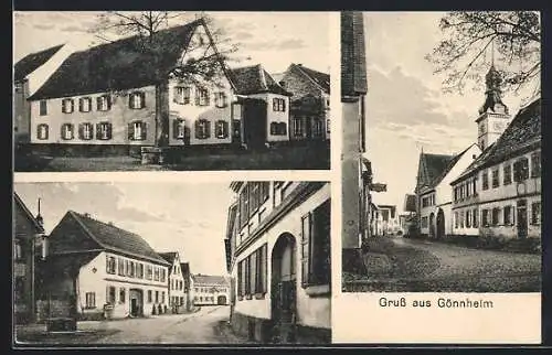 AK Gönnheim, Gasthaus, Blick auf die Kirche