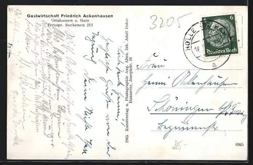 AK Ortshausen a. Harz, Gasthof Friedrich Ackenhausen mit Auto