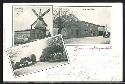 AK Sörup, Gasthof Sörupmühle, Dorfstrasse
