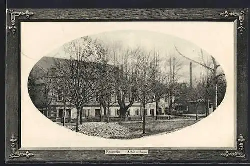 AK Rosswein, Gasthof Schützenhaus in ovalem Passepartout
