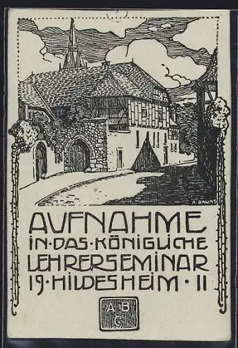 Künstler-AK Hildesheim, Aufnahme in das Königliche Lehrerseminar 1911