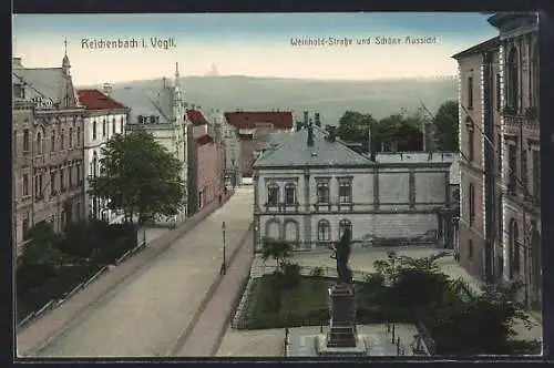 AK Reichenbach i. Vogtl., Weinhold-Strasse und Schöne Aussicht