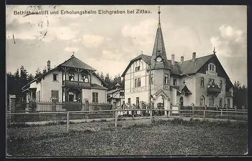 AK Eichgraben / Zittau, Bethlehemstift und Erholungsheim mit Leuten