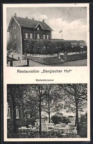 AK Neunkirchen /Köln, Restaurant Bergischer Hof, Bes. Heinrich Honnef, Gartenterrasse