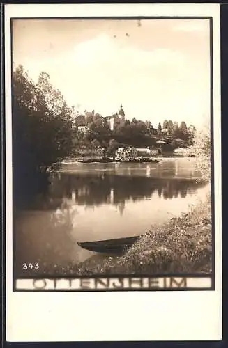 AK Ottensheim, Ortsansicht vom Wasser aus