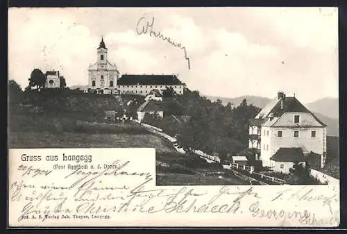 AK Langegg /Aggsbach a. Donau, Panorama mit Kirche