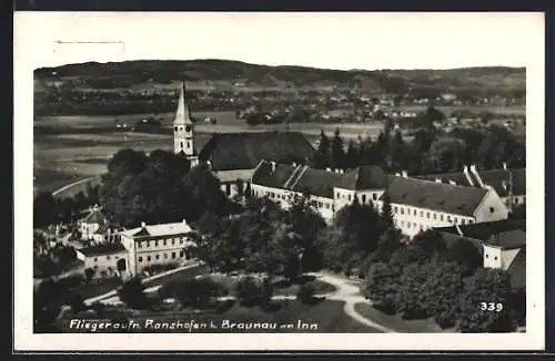 AK Ranshofen, Ortsansicht mit Kirche vom Flugzeug aus