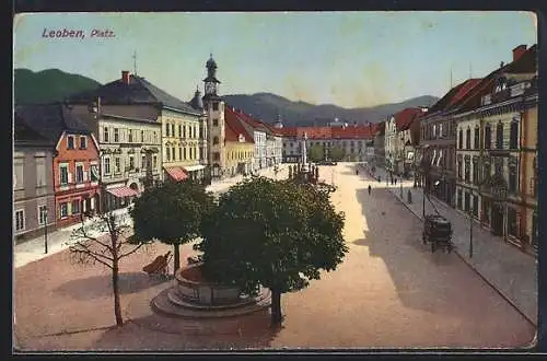 AK Leoben, Platz mit Denkmal