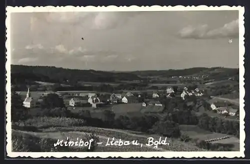 AK Minihof-Liebau /Bgld., Gesamtansicht mit Umgebung aus der Vogelschau