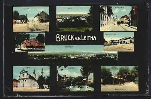 AK Bruck a. d. Leitha, Kirchengasse, Hauptwache im Barackenlager, Schlossidyll