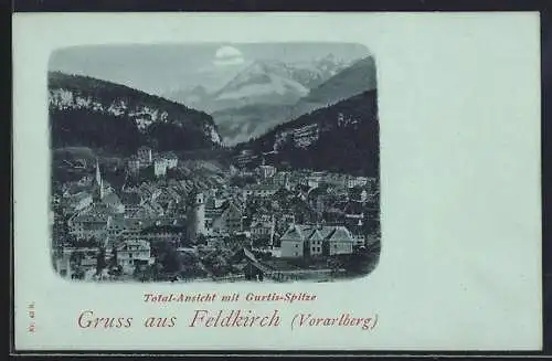 AK Feldkirch, Ortsansicht mit Gurtis-Spitze