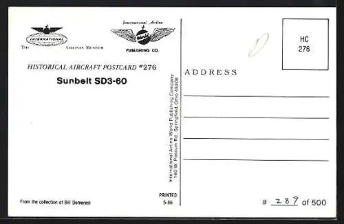 AK Flugzeug Sunbelt SD3-60 am Boden