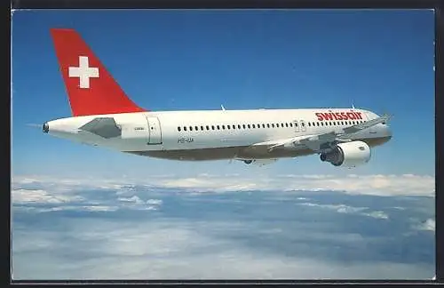 AK Flugzeug Airbus A 320 der Swissair