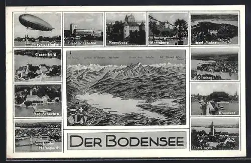 AK Panoramablick auf den Bodensee, Zeppelin, Ansichten von Orten am Bodensee