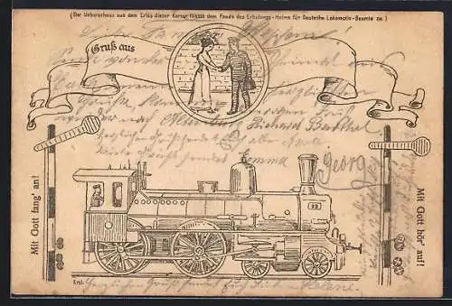 AK Eisenbahn zwischen Flügelsignalen
