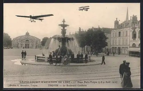 AK Troyes, Flugzeug, Le Boulevard Gambetta