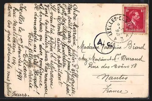 AK Auto mit Kindern im Schnee