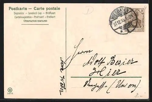 AK zwei Kinder in einem Auto, Neujahr, Klee, Vergissmeinnicht