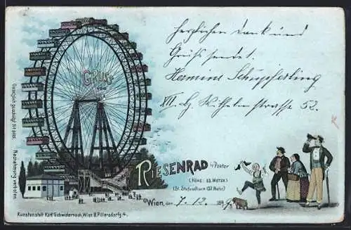 Lithographie Wien, Wiener Prater, Riesenrad