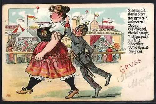 AK Volksfest, Polizist hält eine Frau fest