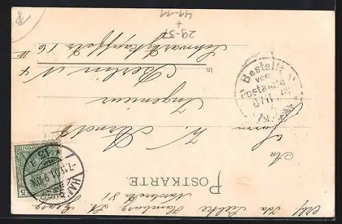 Passepartout-Lithographie Hamburg, Segelschiffhafen, Wappen