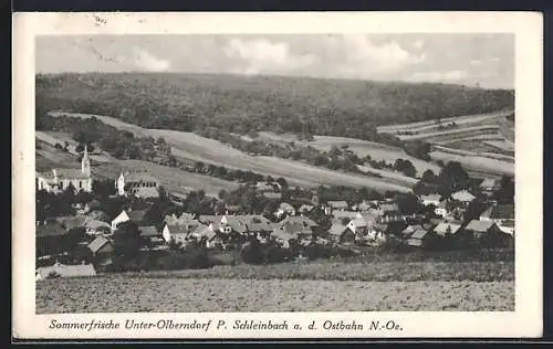 AK Unter-Olberndorf /N.-Ö., Gesamtansicht von einem Acker aus