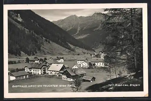 AK Feichten /Tirol, Ortsansicht mit Gasthaus Hirschen aus der Vogelschau