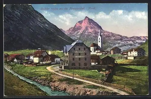 AK Galtür im Paznauntal, Panorama mit Alpenhaus Fluchthorn