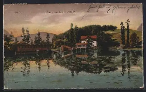 AK Kramsach, Krummsee, Ortspartie mit Ufergebäuden