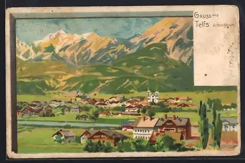 Lithographie Telfs a. A., Panorama