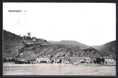 AK Spitz an der Donau, Ortsansicht mit Ruine Hinterhaus