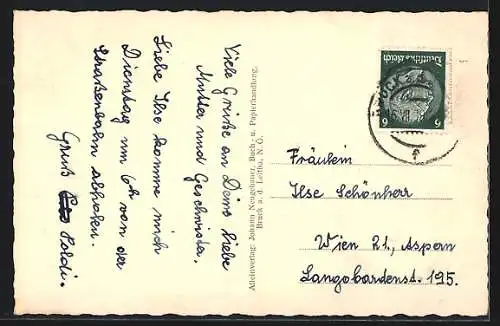 AK Bruck a. d. L., Blick zum Schloss Prugg