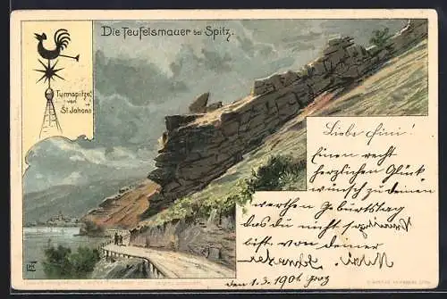 Lithographie Spitz, Die Teufelsmauer