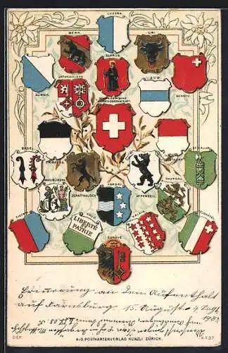 AK Zürich, Schweizer Wappen, Luzern, Bern, Uri