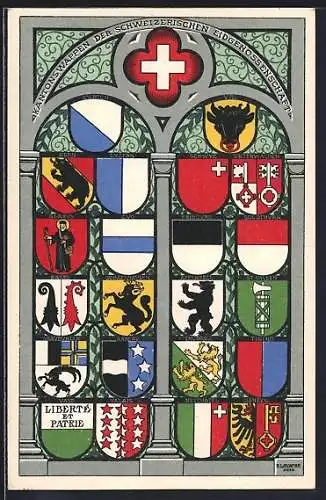 AK Zürich, Kantonswappen der Schweizerischen Eidgenossenschaft